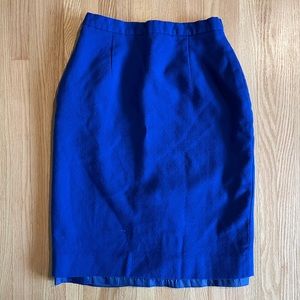 Vintage Wool Worsted Blue Pencil Kirt Midi Lined MiUSA 60s Mid Century Modern